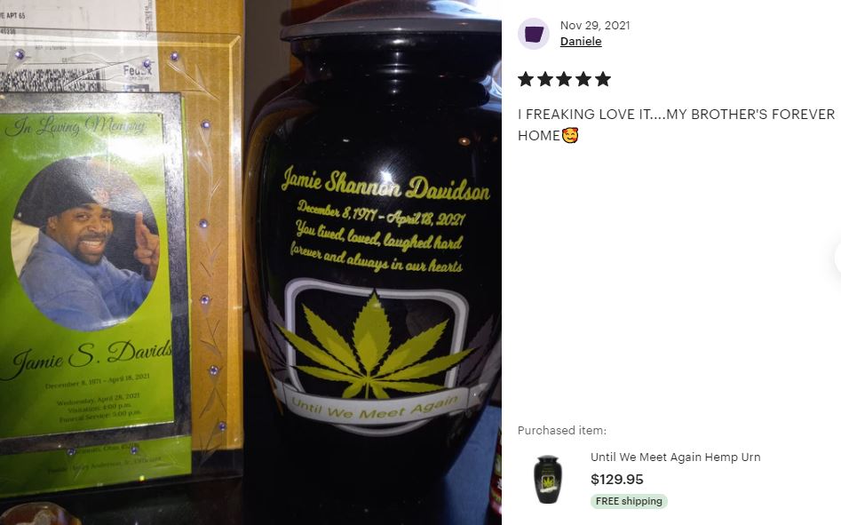Until We Meet Again Marijuana Medium or Adult Urn - Tribute Wreath™ - Pro Personalization - Burial Vault Option