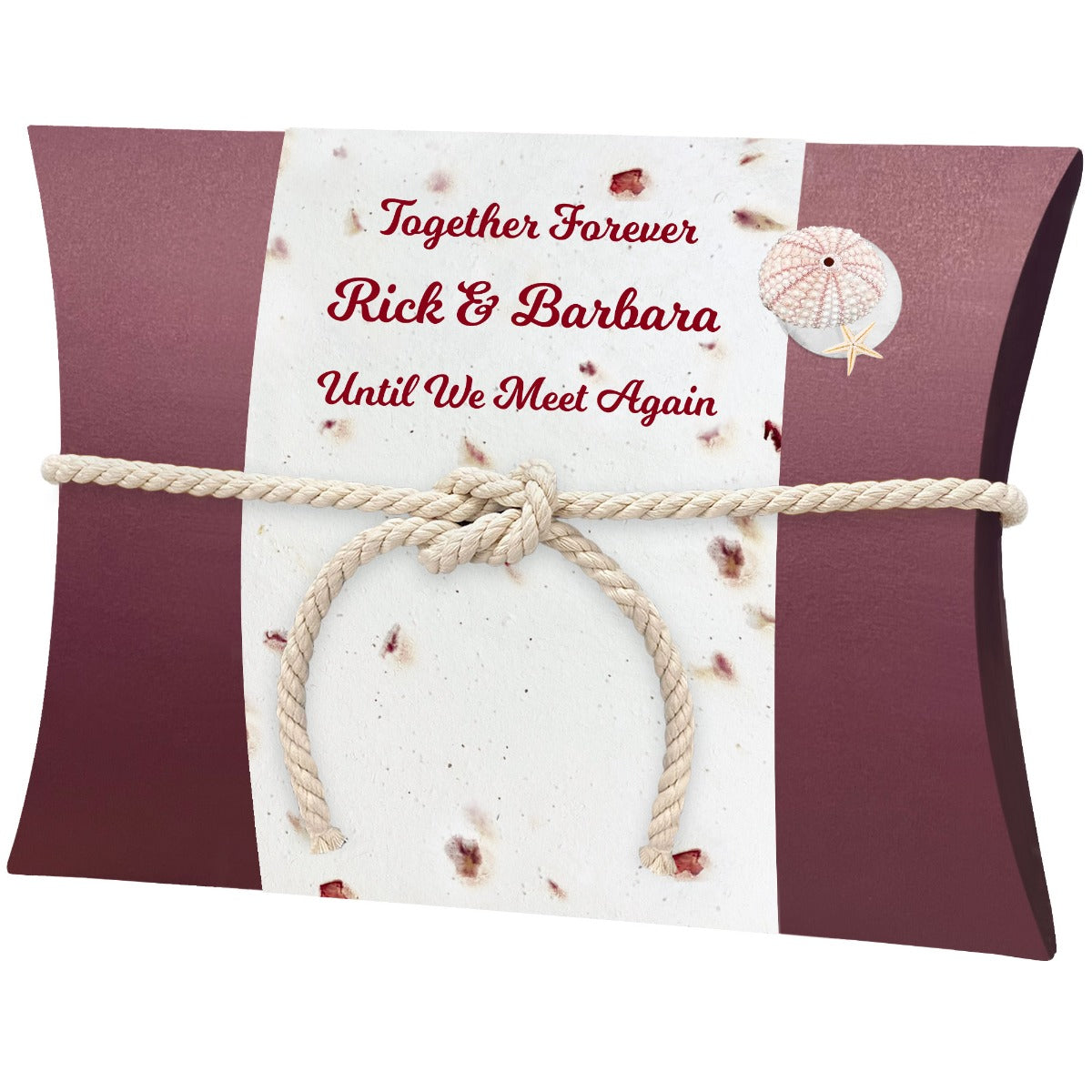 Pink Urchin Sea Shells & Starfish Rose Peaceful Pillow® Water Burial Cremation Urn - Biodegradable Water Burial At Sea Urn