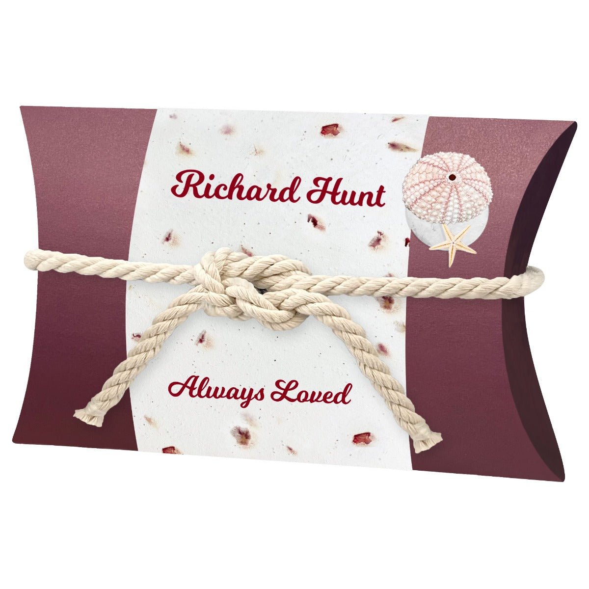 Pink Urchin Sea Shells & Starfish Rose Peaceful Pillow® Water Burial Cremation Urn - Biodegradable Water Burial At Sea Urn