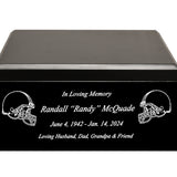 Football Adult or Medium Cremation Urn & New England Patriots Hover Helmet Décor - Free Engraving