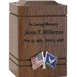 Unity USA & Air Force Flags Walnut Keepsake Urn