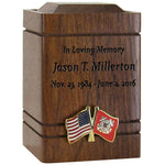 Unity USA & Coast Guard Flags Walnut Keepsake Urn
