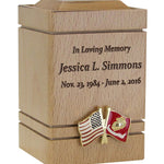 Unity USA & Marine Corp Flags Cherry Keepsake Urn