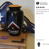 Veteran Flag Medium or Adult Sized Cremation Urn - Tribute Wreath™ - Pro Personalization - Burial Vault Option