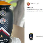 Veteran Flag Medium or Adult Sized Cremation Urn - Tribute Wreath™ - Pro Personalization - Burial Vault Option