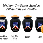 Veteran Flag Medium or Adult Sized Cremation Urn - Tribute Wreath™ - Pro Personalization - Burial Vault Option