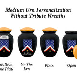 Veteran Flag Medium or Adult Sized Cremation Urn - Tribute Wreath™ - Pro Personalization - Burial Vault Option