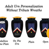 Veteran Flag Medium or Adult Sized Cremation Urn - Tribute Wreath™ - Pro Personalization - Burial Vault Option