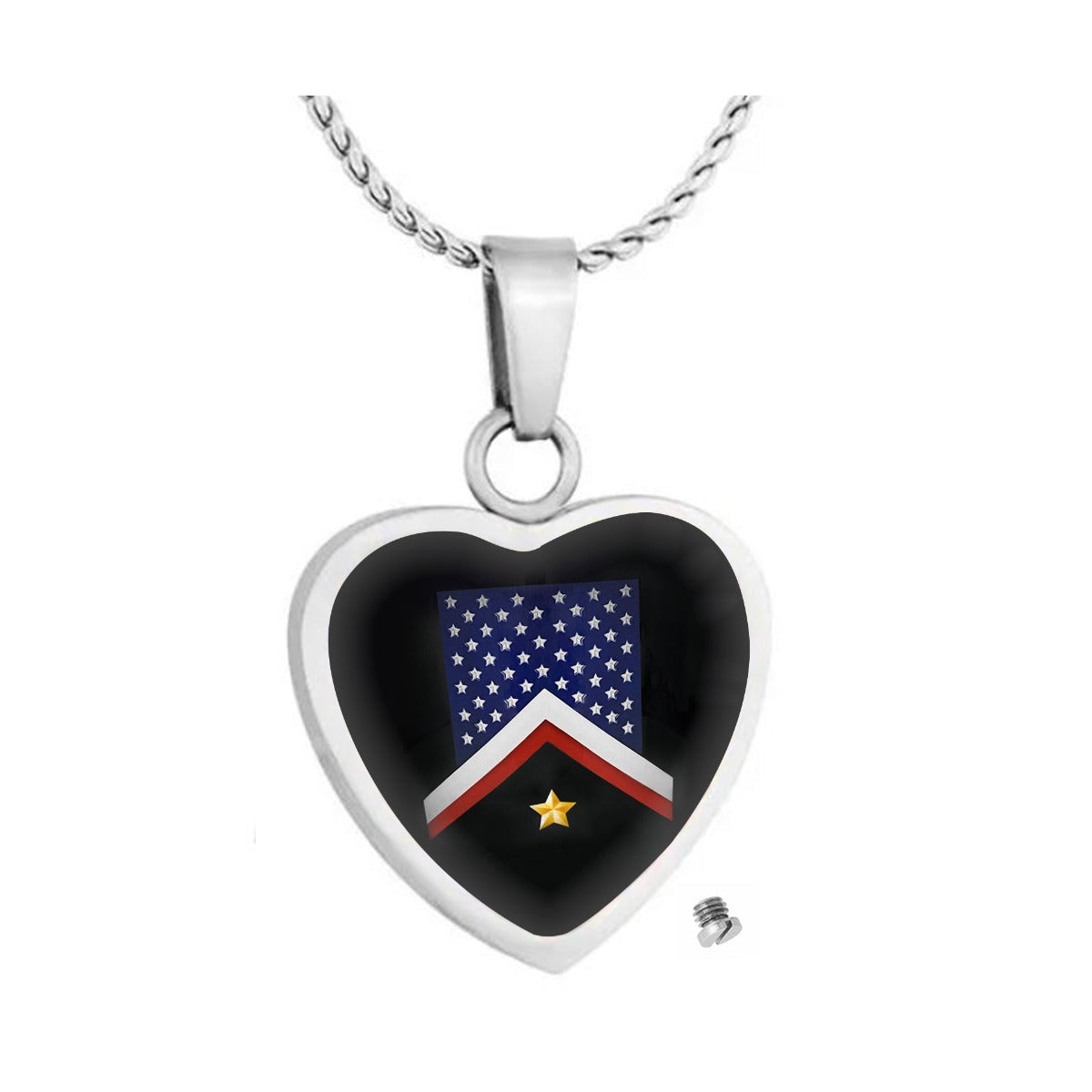 Veteran Flag Heart Jewelry Urn - Love Charms® Option