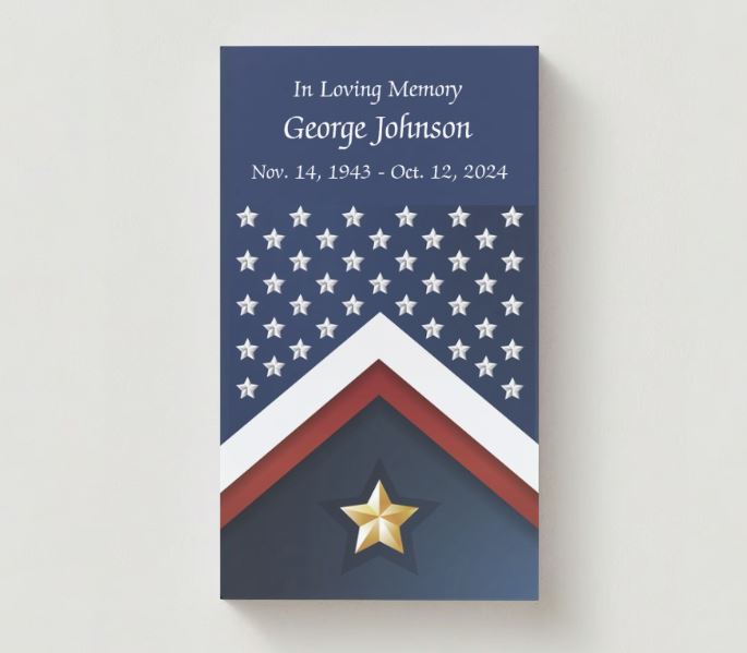 Veteran Flag - Gone But Not Forgotten Memorial Cards - Funeral  Cards - Celebration of Life Cards