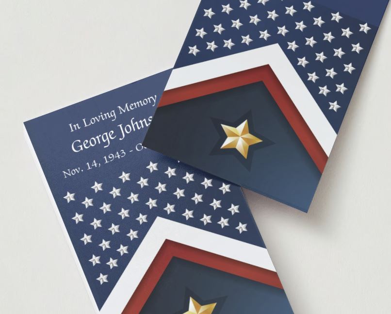 Veteran Flag - Gone But Not Forgotten Memorial Cards - Funeral  Cards - Celebration of Life Cards