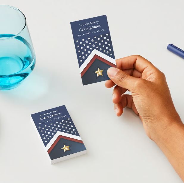 Veteran Flag - Gone But Not Forgotten Memorial Cards - Funeral  Cards - Celebration of Life Cards