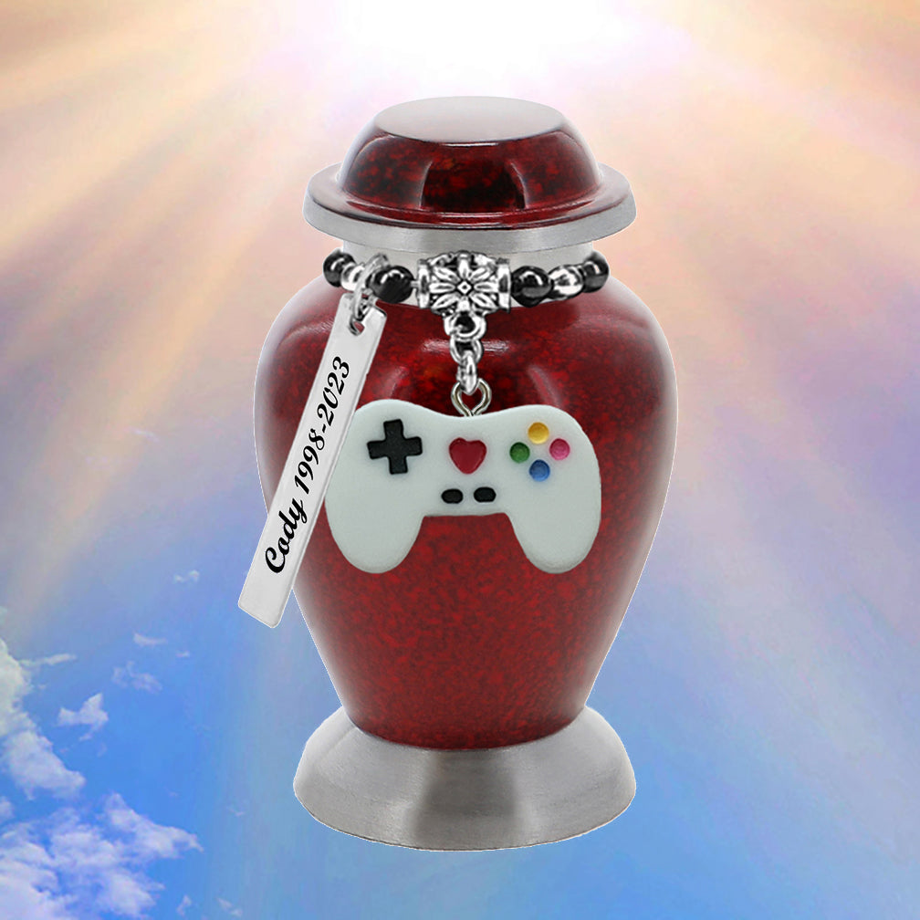 Video Game Controller Red Mini Urn - Love Charms® Option