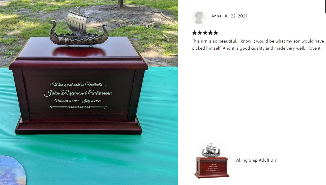 Viking Ship Adult Redwood Adult or Medium Urn