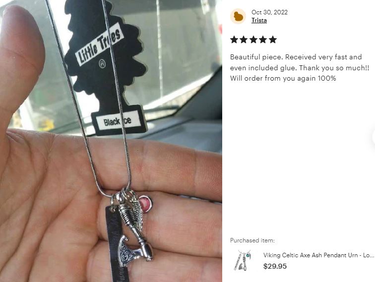 Viking Celtic Axe Ash Pendant Urn - Love Charms™ Option