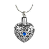 Blue Crystal Floral Heart Ash Pendant - Love Charms Option