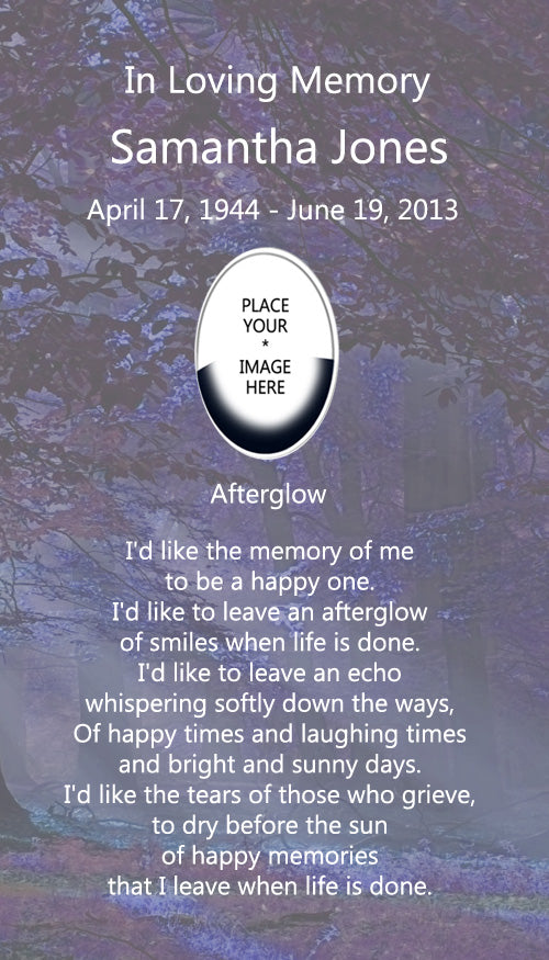 Violet Forest Poem Afterglow and Picture Urn