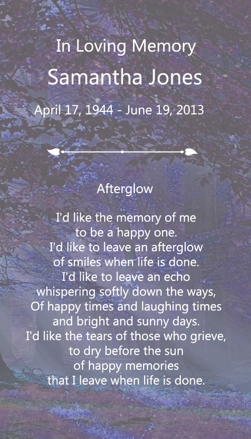 Violet Forest Poem After GlowUrn