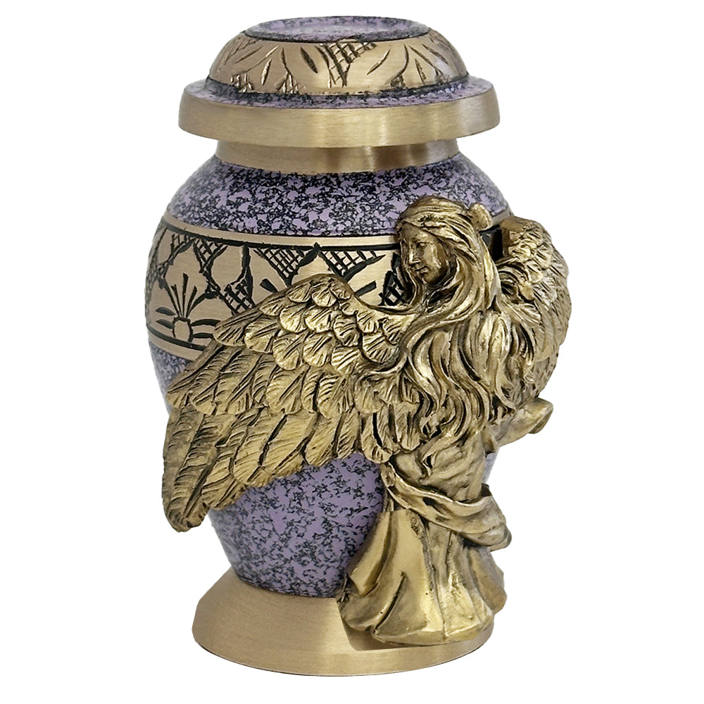 Wings of an Angel Purple And Gold Keepsake Urn - Engraving Option 