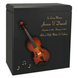 Violin or Fiddle Wood Adult Cremation Urn - Miniature Violin or Fiddle - Photo Option