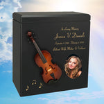 Violin or Fiddle Wood Adult Cremation Urn - Miniature Violin or Fiddle - Photo Option