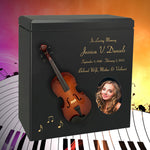 Violin or Fiddle Wood Adult Cremation Urn - Miniature Violin or Fiddle - Photo Option