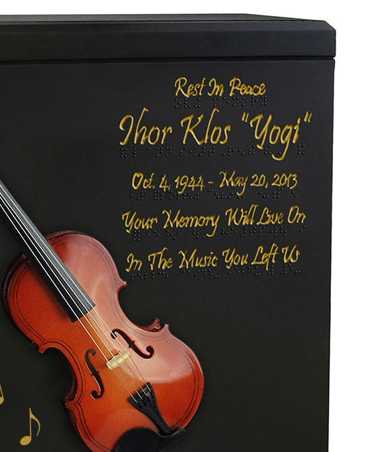 Violin or Fiddle Braille Cremation Urn