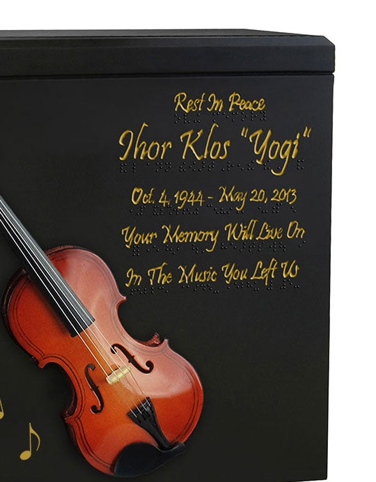 Violin or Fiddle Braille Cremation Urn
