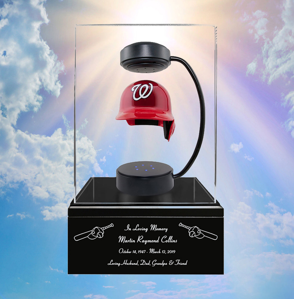 Baseball Cremation Urn & Washington Nationals Hover Helmet Décor