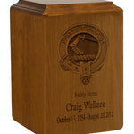 Wallace Family Badge Wood Urn For Ashes