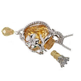 Warm Gold Flower Glass Ash Pendant Urn