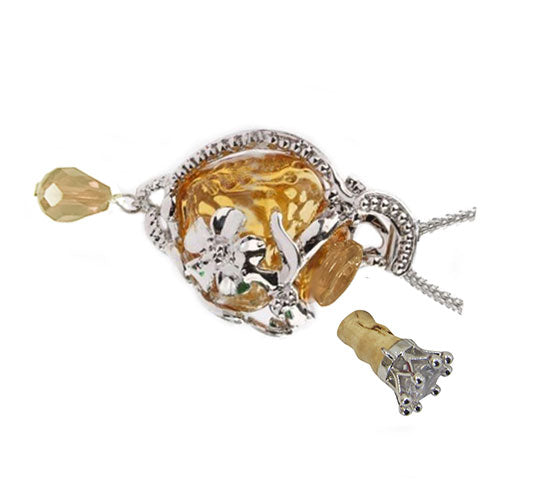 Warm Gold Flower Glass Ash Pendant Urn