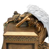 Weeping Angel Photo Pet Cremation Urn - Custom Wings & Gold Engraving - Beautiful Mourning Angel