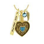Western Turquoise Heart Gold Ash Pendant Urn - Love Charms® Option