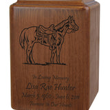 Custom Engraved Old Faithful Horse Wood Urn