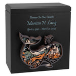 Owl, Wolf, Eagle, Dragon, Ocean, Horses, Bear, Whale Wood Art Cremation Adult Urn - Handmade Adult Wood Urns