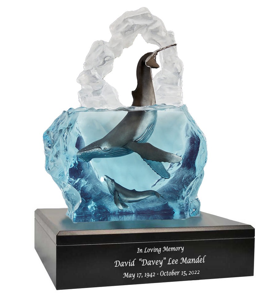 Kindred Souls Whales Lucite Art Cremation Urn