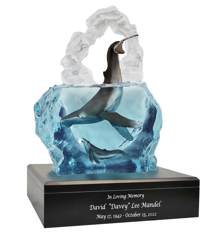 Kindred Souls Whales Lucite Art Cremation Urn
