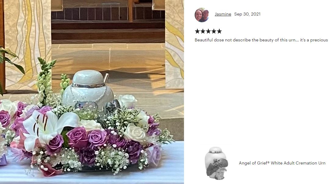 Medium Wings of an Angel White Urn - Pro Laser Engraving
