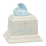 Angel of Protection© Infant Blue - Hearts - Baby Feet - Cross Urn