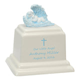 Angel of Protection© Infant Blue - Hearts - Baby Feet - Cross Urn