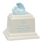 Angel of Protection© Infant Blue - Hearts - Baby Feet - Cross Urn