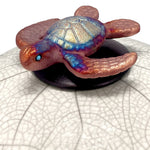Sea Turtle on a White Beach Raku Adult Cremation Urn - Personalization Option