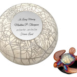 Sea Turtle on a White Beach Raku Adult Cremation Urn - Personalization Option