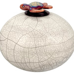 Sea Turtle on a White Beach Raku Adult Cremation Urn - Personalization Option
