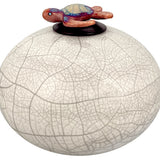 Sea Turtle on a White Beach Raku Adult Cremation Urn - Personalization Option