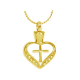 White Cross Gold Pendant Ash Urn - Love Charms Option