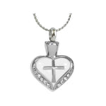 White Cross Heart Pendant Urn - Love Charms Option