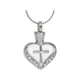 White Cross Heart Pendant Urn - Love Charms Option