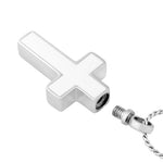 White Stainless Cross Cremation Jewelry Urn - Love Charms Option